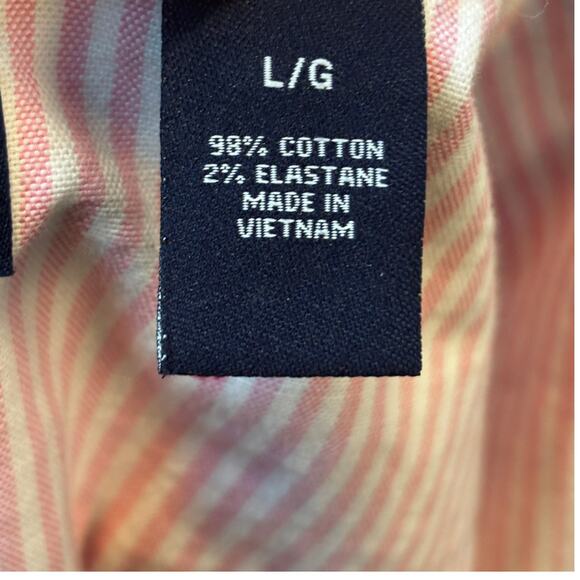 Mens Chaps Oxford Stretch Dress Shirt Button Up Pink Pineapple Novelty Large - Picture 5 of 7